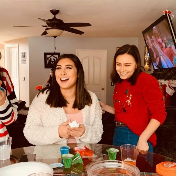 Sherpa Sequin Reindeer Christmas Sweater Pullover - Picture 7 of 8